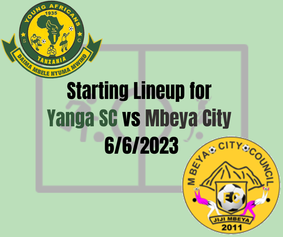 Starting Lineup for Yanga SC vs Mbeya City Today | Kikosi cha Yanga SC leo