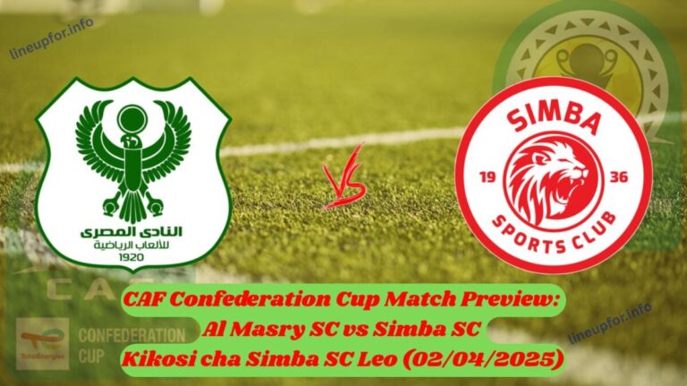 Kikosi cha Simba SC Leo – Al Masry SC vs Simba SC (02/04/2025)
