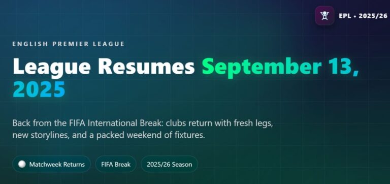 English Premier League to Resume on 13 September 2025