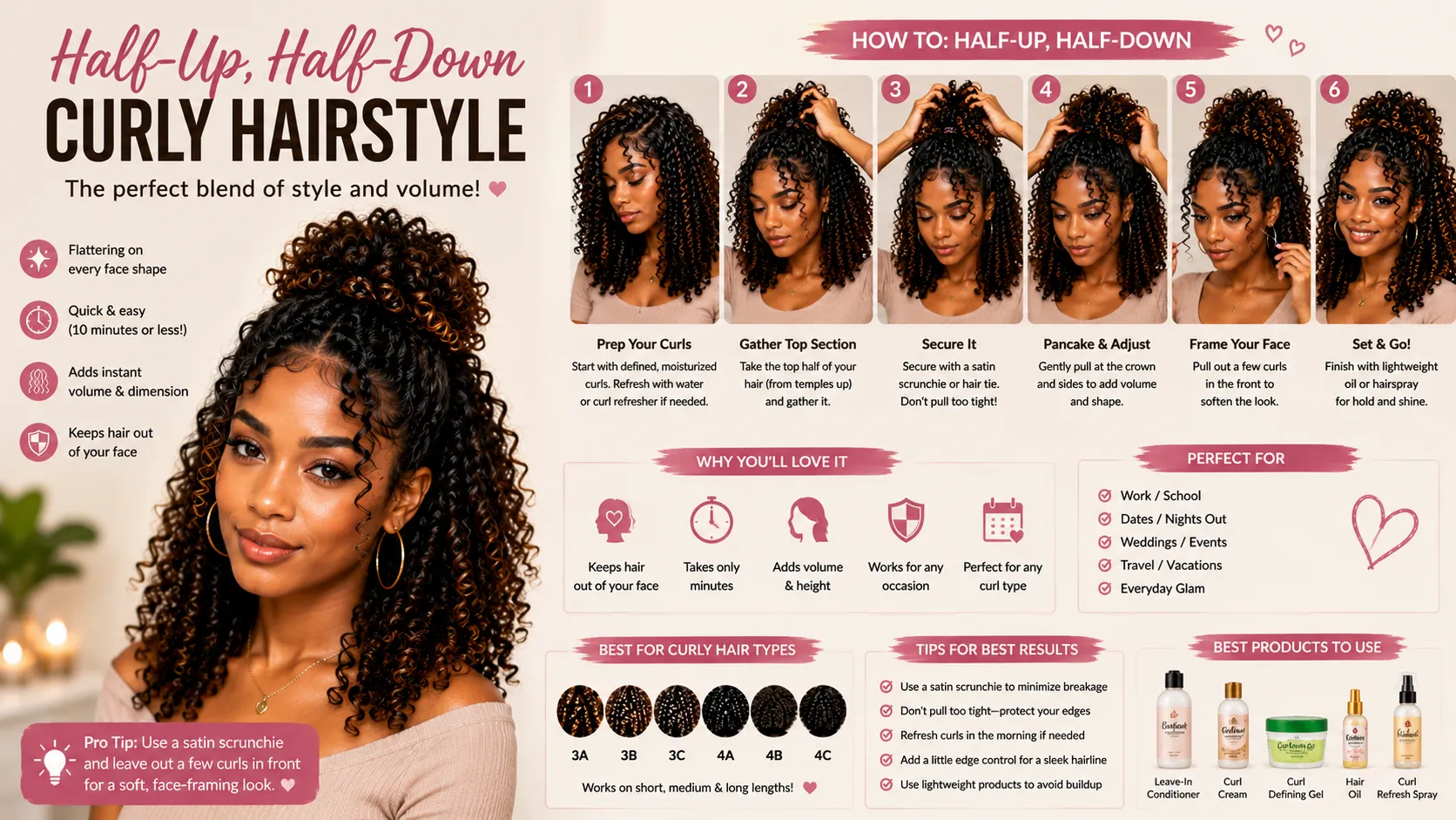 Curly Hair: Easy Tips for Healthy, Beautiful Curls | 6 Hairstyles