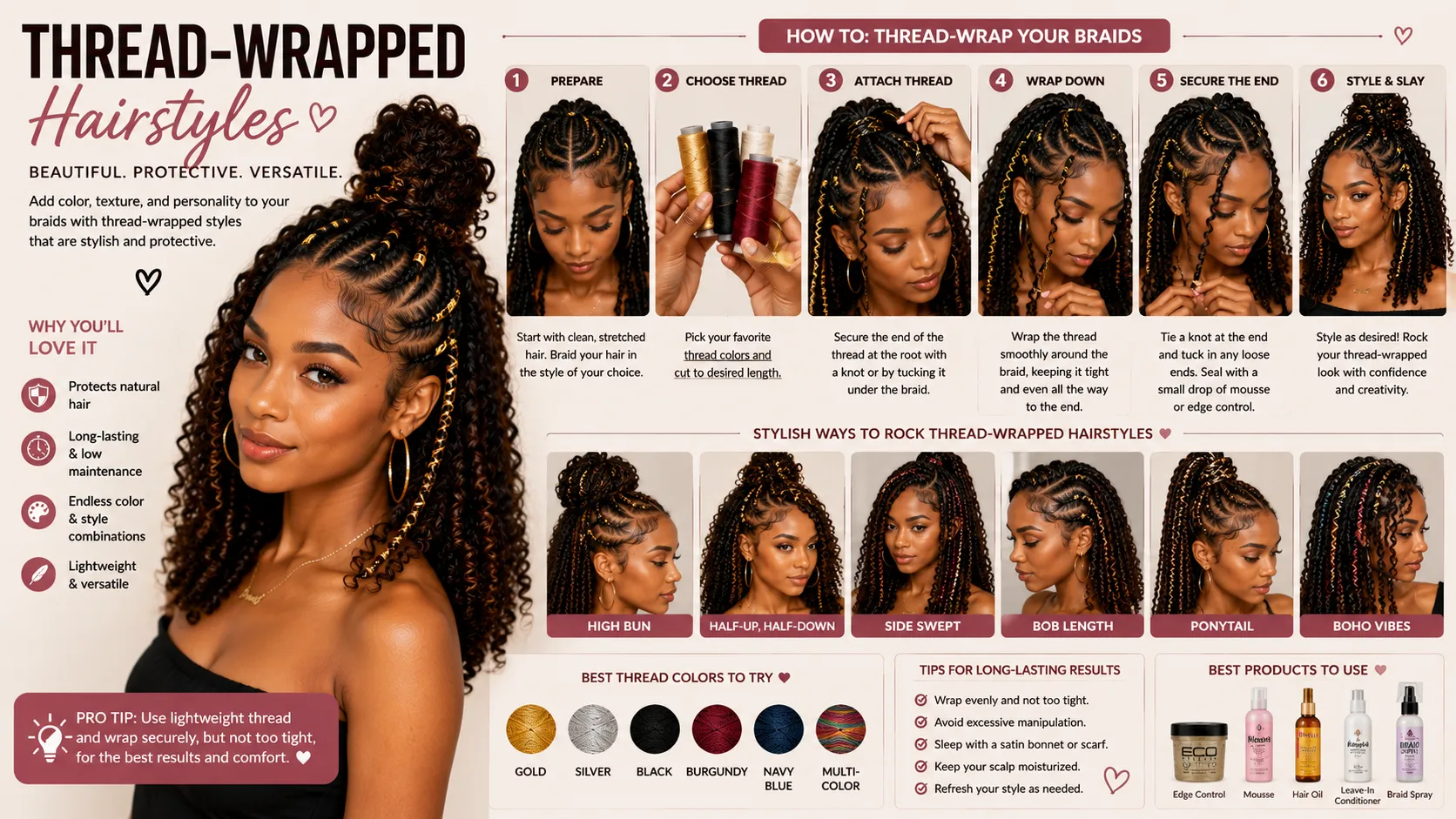 Thread Wrapped Hairstyle